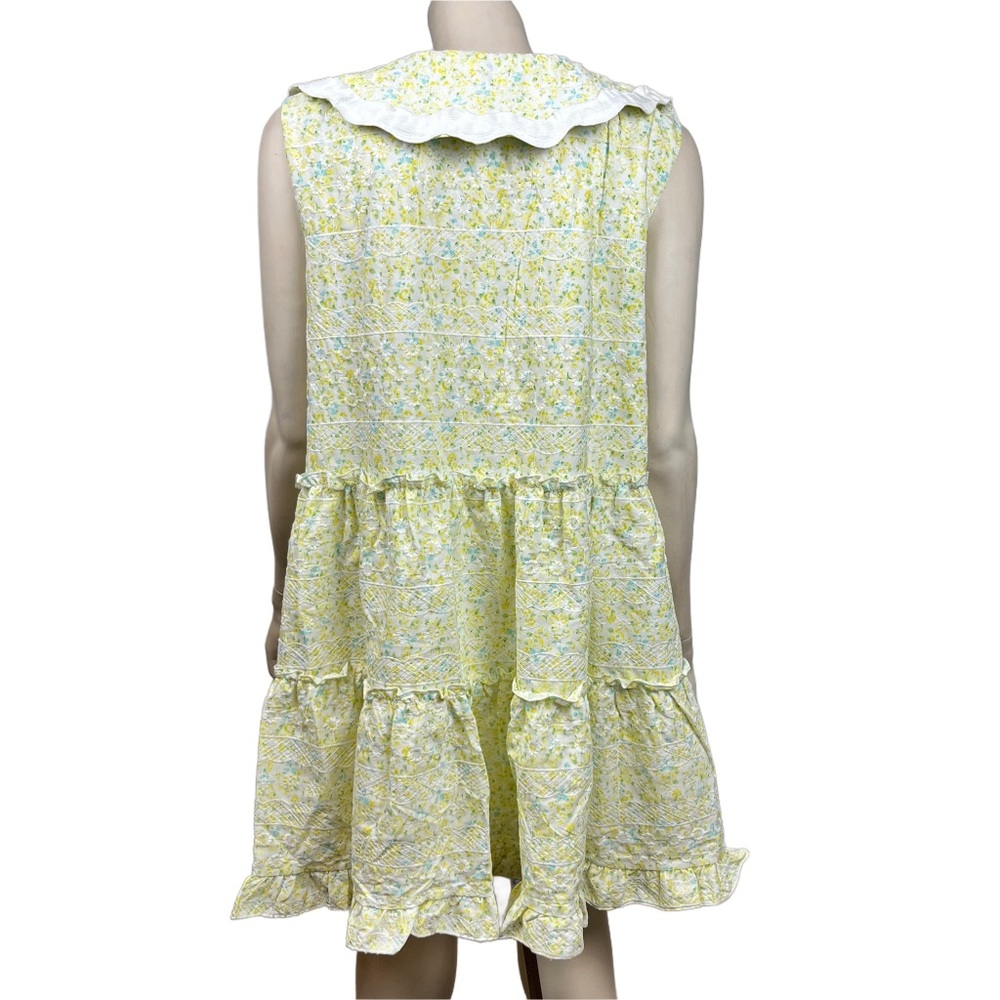 Just Me Yellow and Green Floral Wide Collar Dress - Picture 2 of 8